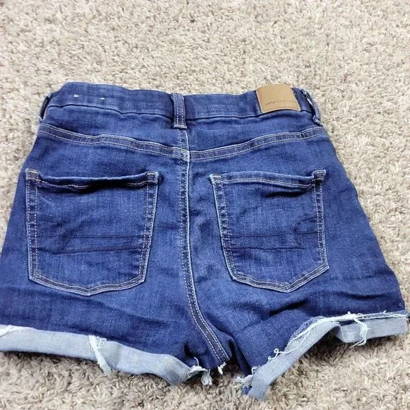 American Eagle Shorts Womens 4 Cury High-Rise Shortie Cut Off Dark Wash Denim - Picture 7 of 8